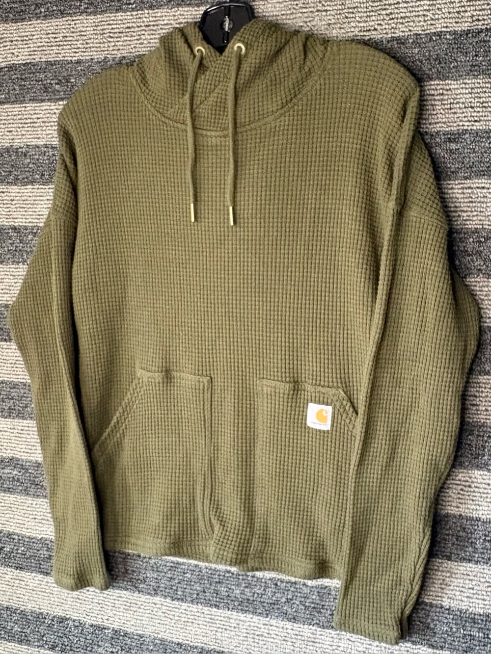Carhartt Relaxed Fit Olive Green Heavyweight Thermal Waffle Hoodie Women’s Small
